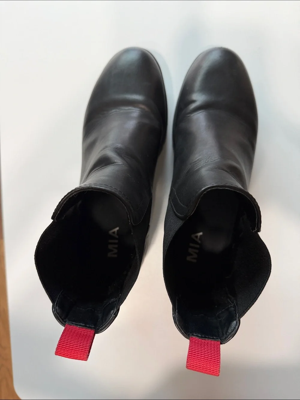MIA Black CAYSON Chelsea Platform Ankle Boots with Red Pull Tabs
